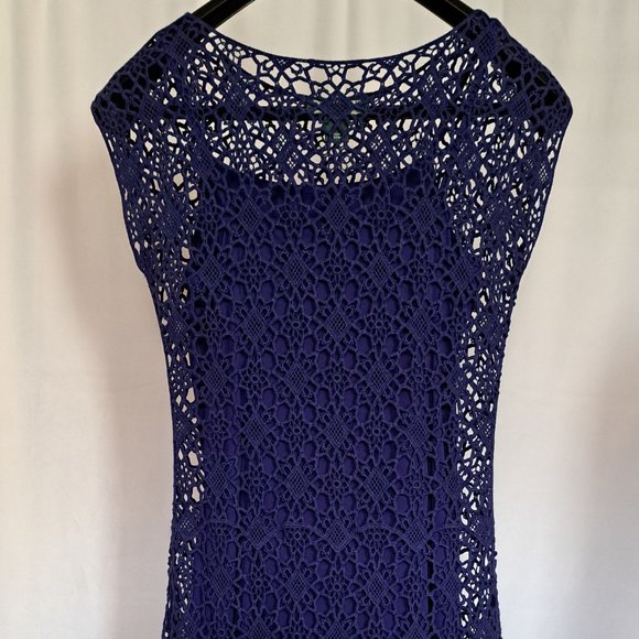 RALPH LAUREN CROCHET LACE dress Sz XS 100% COTTON SLEEVELESS FORMAL OFFICE *WOW* - Picture 6 of 11